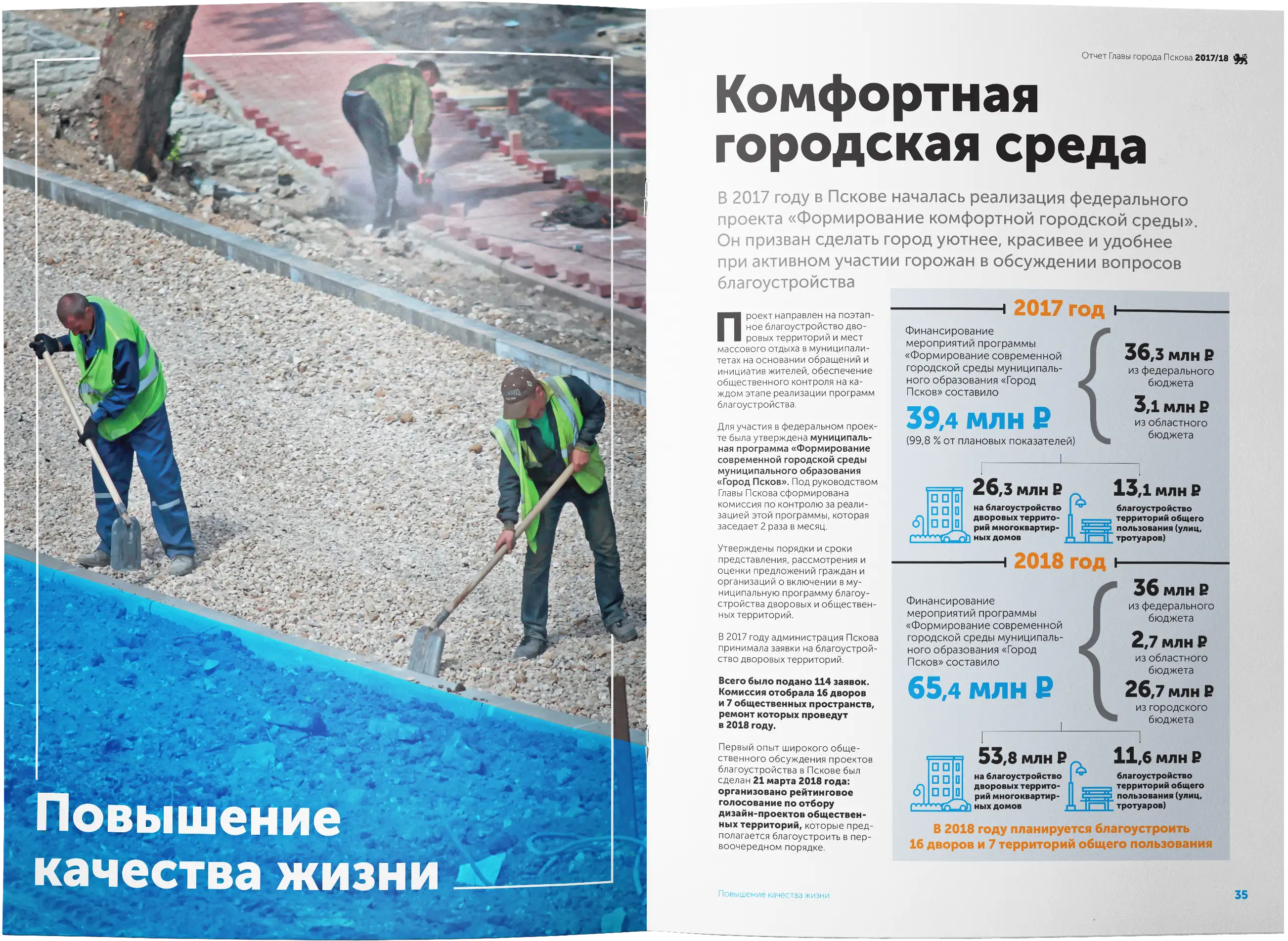 Разворот отчёта главы города Пскова