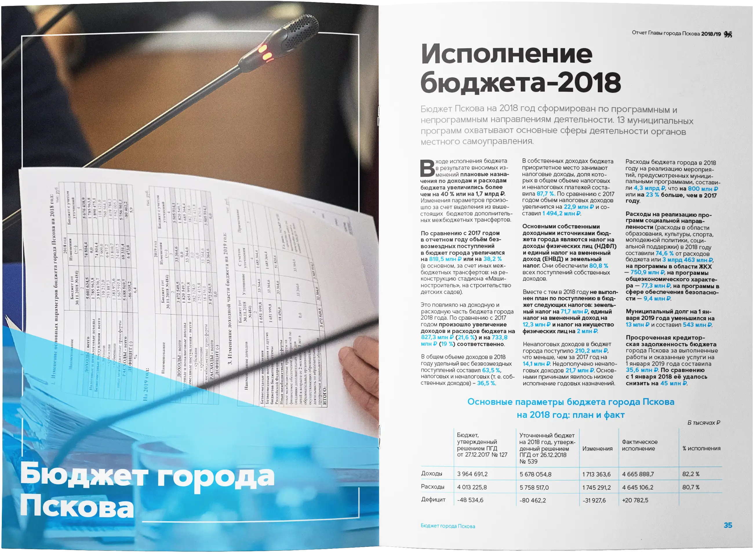 Разворот отчёта главы города Пскова